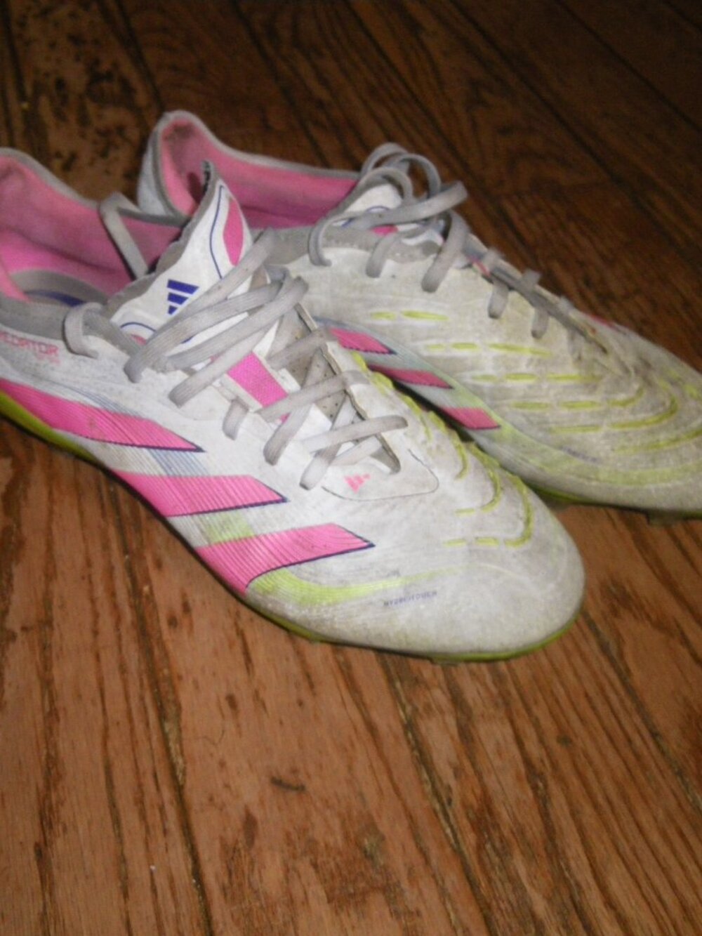 adidas White Pink Green Athletic Soccer Shoes